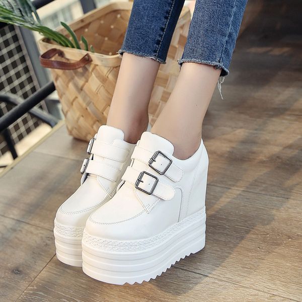 dress shoes swyivy white wedges sneakers for women auutmn 2021 female causal winter warm fur chunky heel, Black